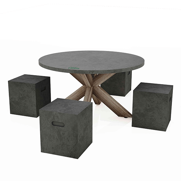 Bộ bàn ghế gỗ - Bê tông 01