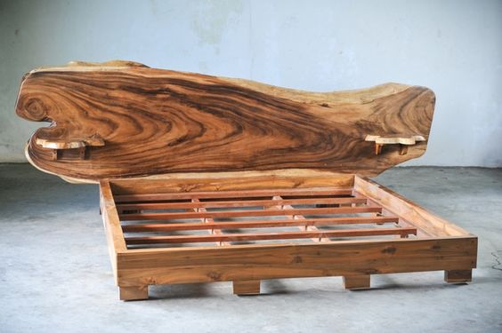 Giường gỗ tự nhiên - táp đầu giường gỗ nguyên tấm 01